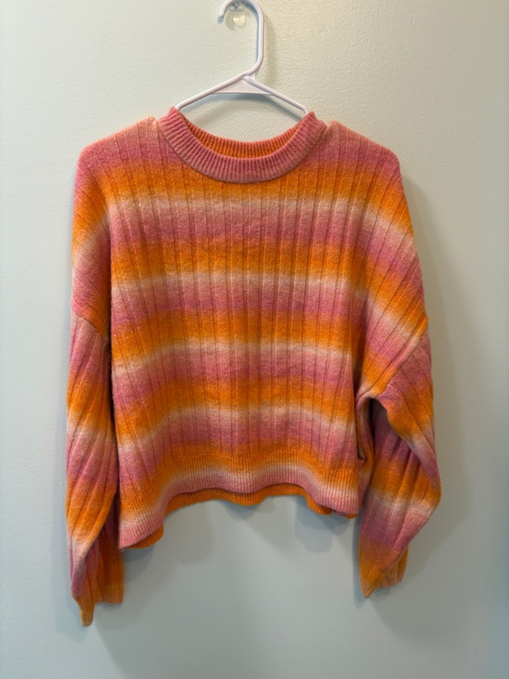 H&M Divided Striped Crewneck Women's Sweater in Pink and Orange